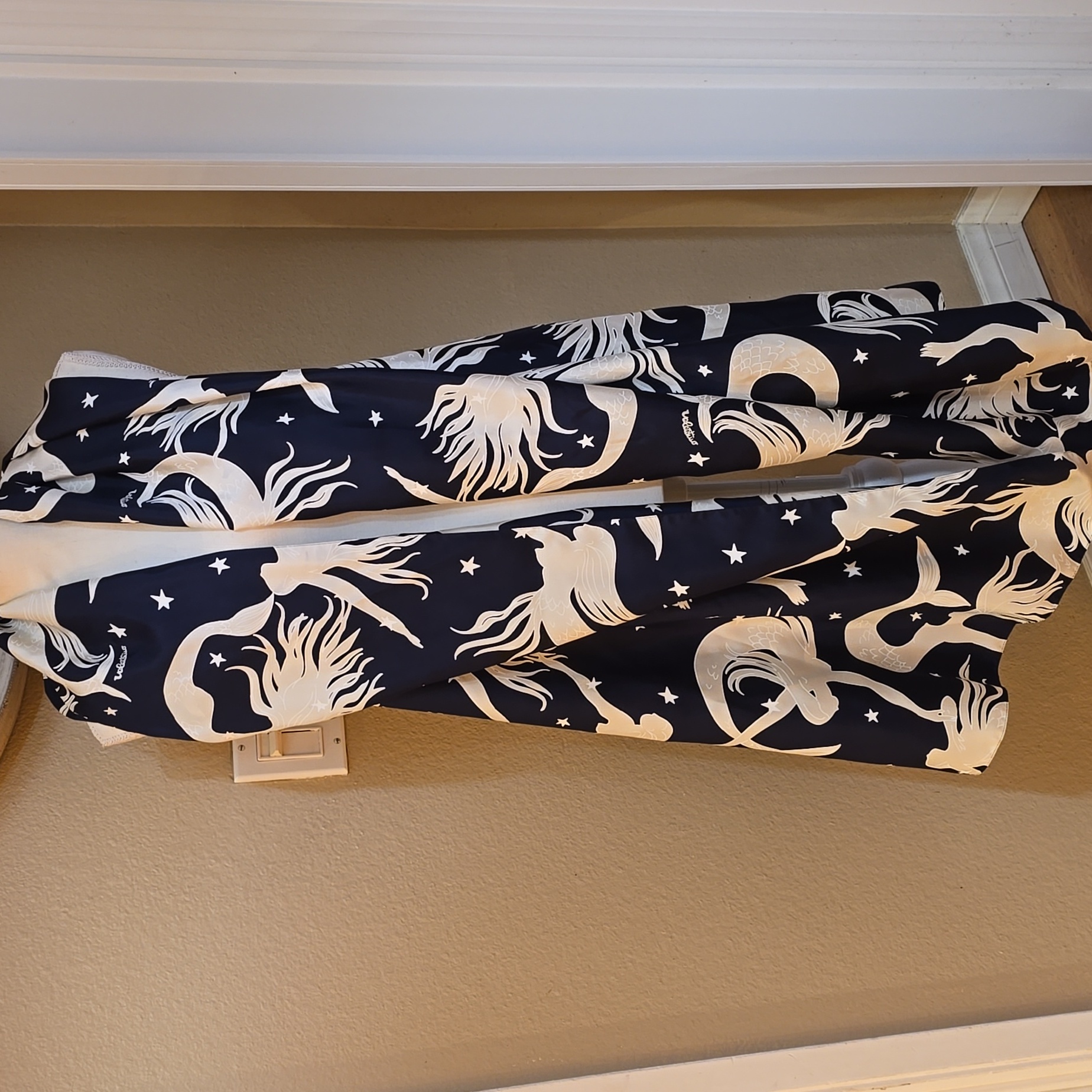 Valentino Navy And White Print Silk Scarf